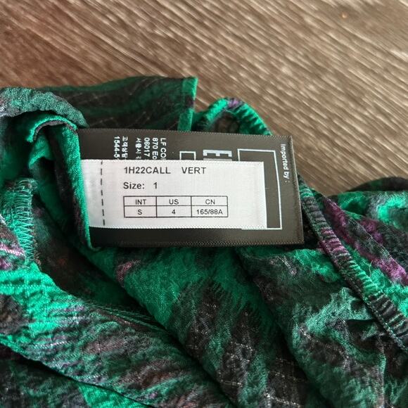 NWOT BA&SH Cally Ikat-print Gauze Crop Top Blouse In Vert Side Tie  Size Small - Picture 10 of 14